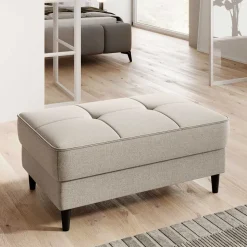 Truhen-Polsterhocker in Cremeweiß Stoff - Philippe