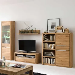 TV Anbauwand Croconia aus Wildeiche Massivholz (vierteilig)