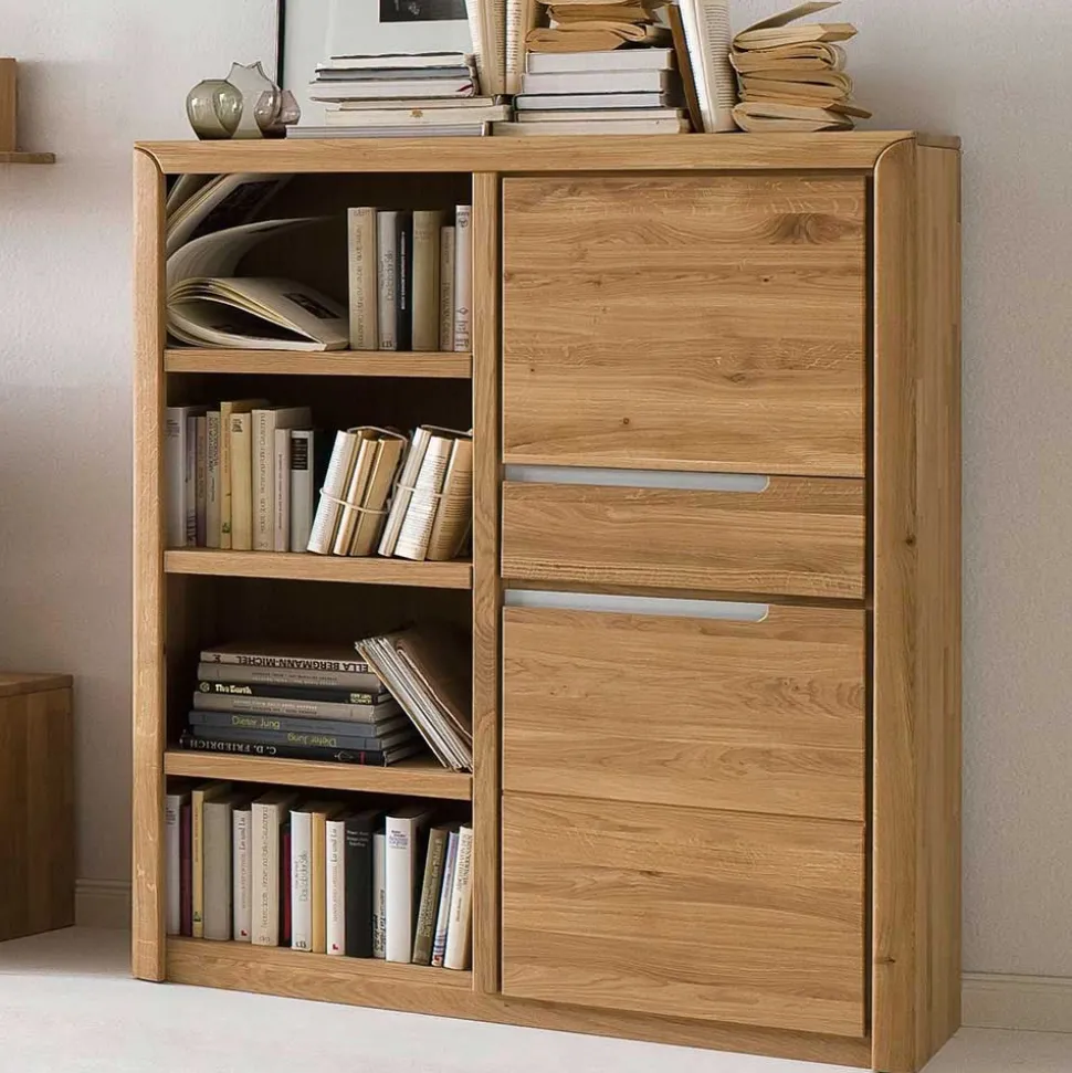 TV Anbauwand Croconia aus Wildeiche Massivholz (vierteilig)