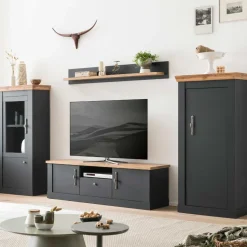 TV Anbauwand in Anthrazit & Wildeiche - Lionel (vierteilig)