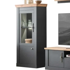 TV Anbauwand in Anthrazit & Wildeiche - Lionel (vierteilig)