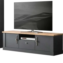 TV Anbauwand in Anthrazit & Wildeiche - Lionel (vierteilig)