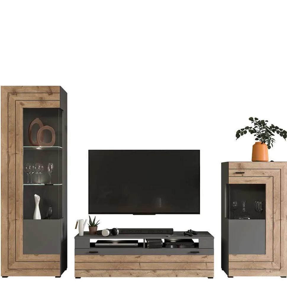 TV Anbauwand Möbel-Kombi modern - Scarlett (dreiteilig)