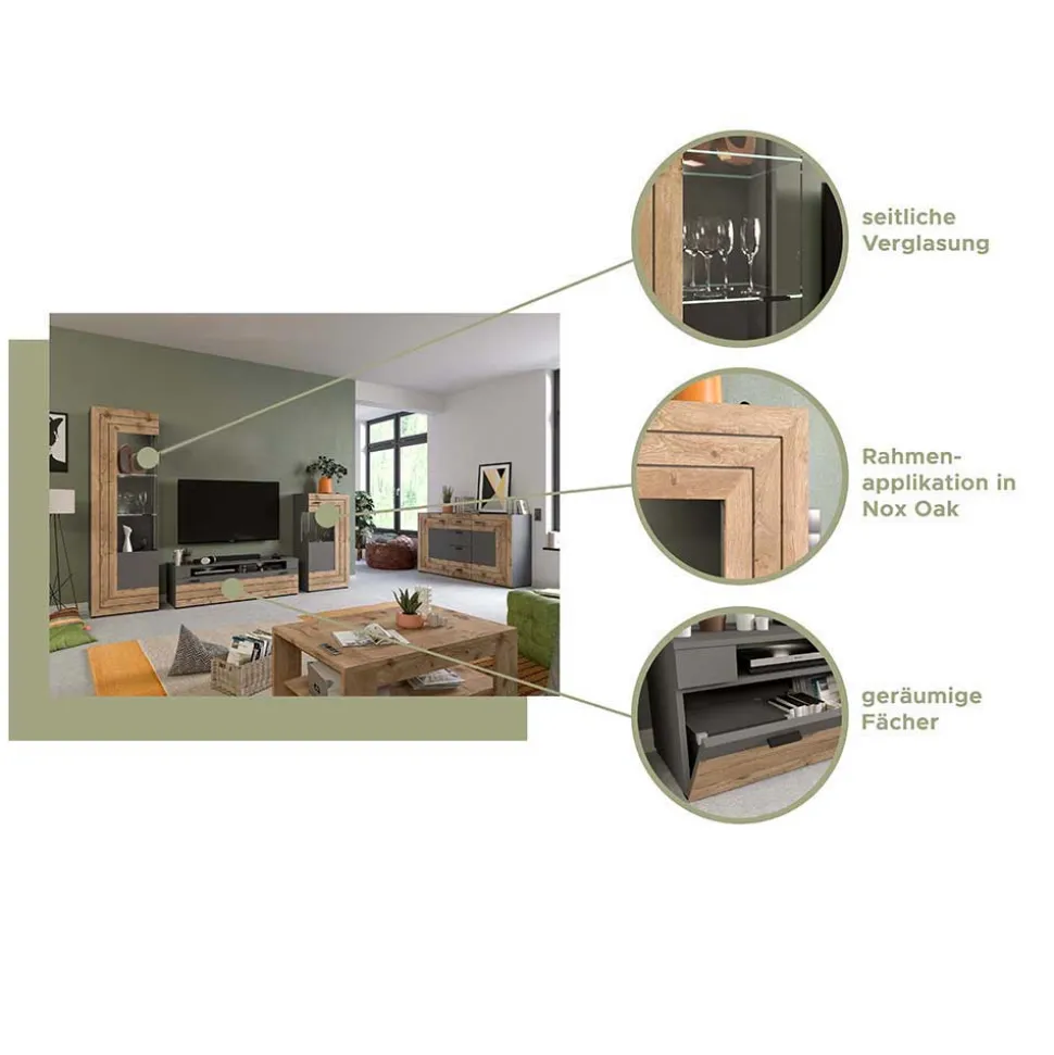 TV Anbauwand Möbel-Kombi modern - Scarlett (dreiteilig)
