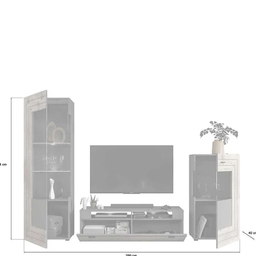 TV Anbauwand Möbel-Kombi modern - Scarlett (dreiteilig)