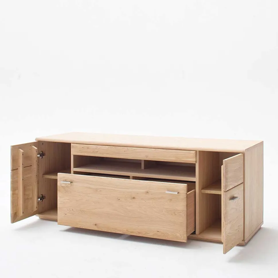 TV Bank in Eiche Bianco teilmassiv Pontros 2-türig