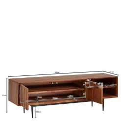 TV Board aus Sheesham Massivholz & Metall - Elmin