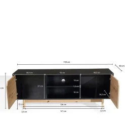 TV Board in Eiche und Schwarz - Heraklion