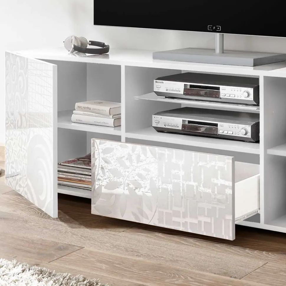 TV Board in Hochglänzend Weiß lackiert - Vascaub I