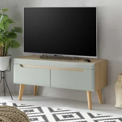 TV Board in Mintgrün mit Eiche - Armina