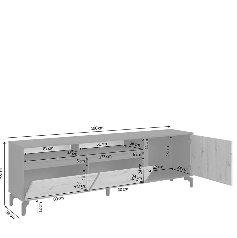 TV Board in Wildeiche & Anthrazit - Kiss