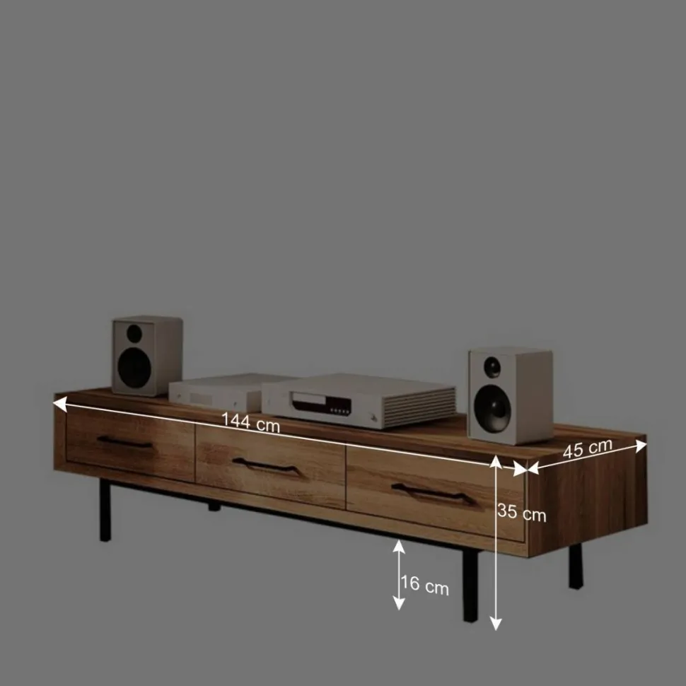 TV Board mit drei Schubladen aus Wildeiche - Kerfa