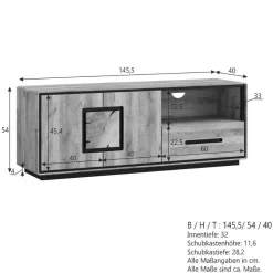 TV Board mit Hirnholz Applikation - Shipper