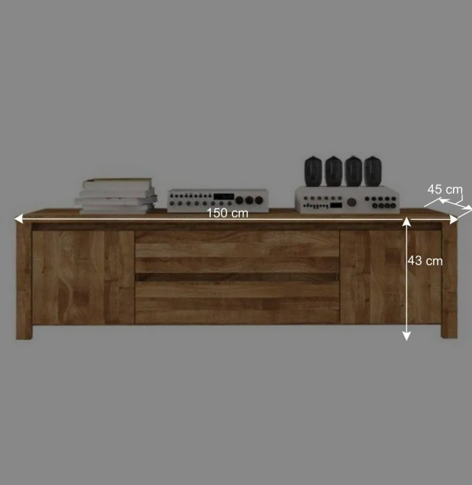 TV Board Nadalia aus Wildeiche Massivholz