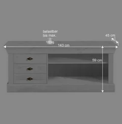 TV Board Satumare aus Kiefer teilmassiv