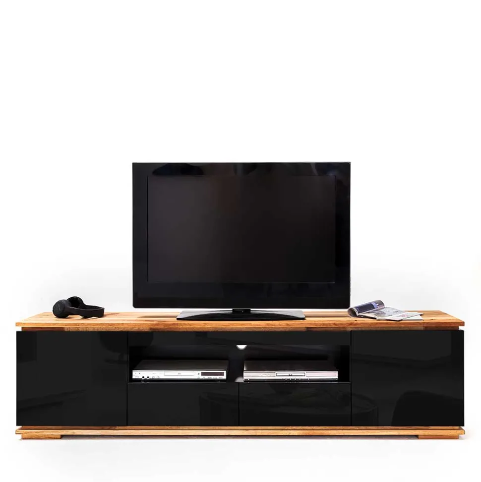 TV Hochglanz Lowboard in Schwarz - Ercurs