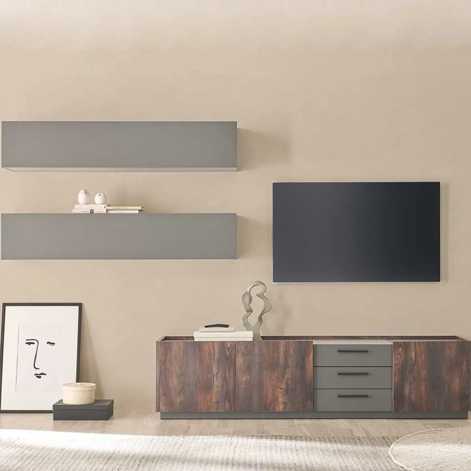TV Kommode und Hängeschränke Set - Mundo (dreiteilig)