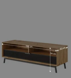 TV Lowboard aus Eiche und Metall - Fabiella