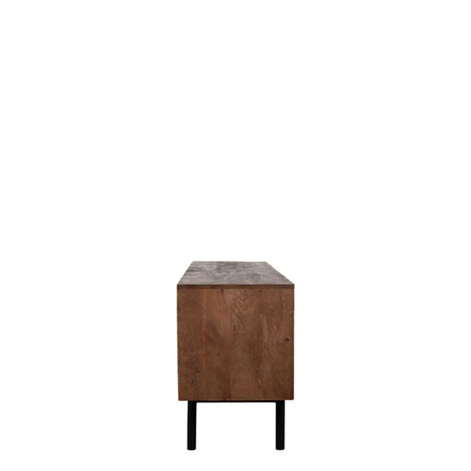 TV Lowboard aus Mangoholz in Dunkelbraun - Enija