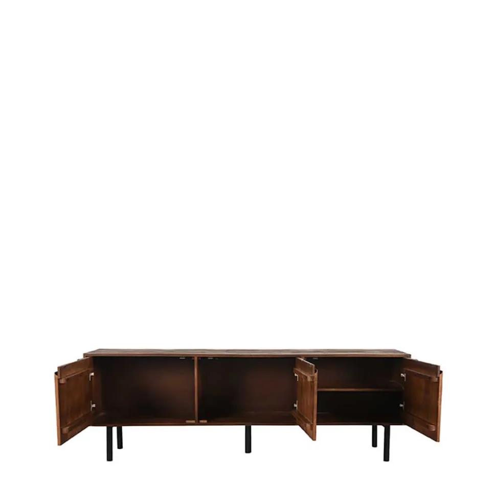 TV Lowboard aus Mangoholz in Dunkelbraun - Enija