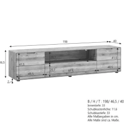 TV Lowboard aus Massivholz Wildeiche - Holiday