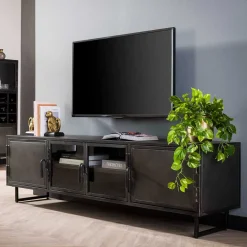 TV Lowboard aus Metall & Glas - Brayden