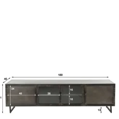 TV Lowboard aus Metall & Glas - Brayden