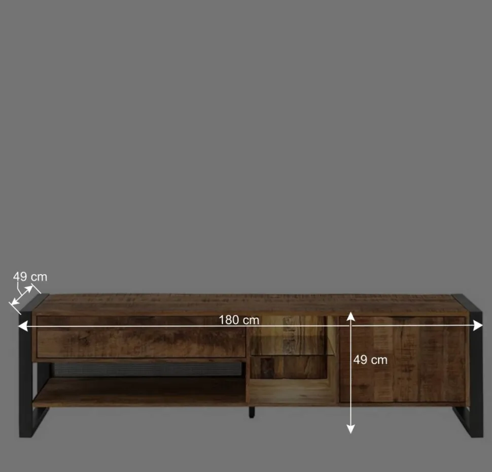 TV Lowboard aus Recyclingholz & Metall - Acira