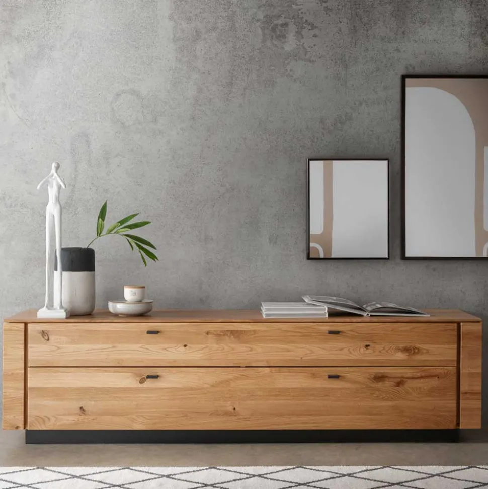 TV Lowboard aus Wildeiche mit Metallgriffen - Dump