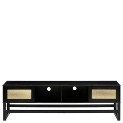 TV Lowboard in Dunkelbraun mit Wiener Geflecht - Santiana