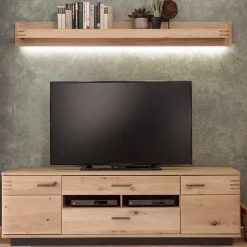 TV Lowboard in Eiche Bianco & Anthrazit - Crupean I