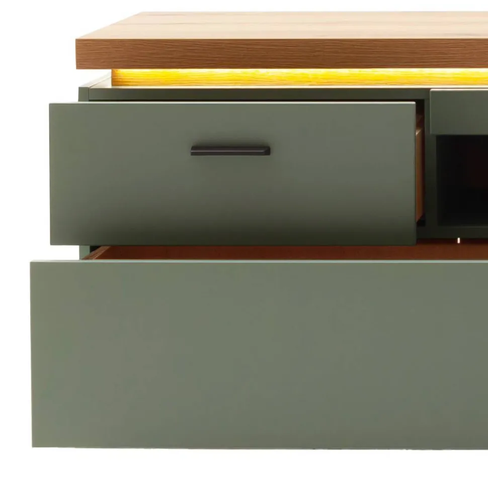 TV Lowboard in Graugrün und Eiche - Kwin