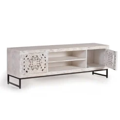 TV Lowboard in Mangoholz White Wash - Fudorus