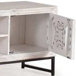 TV Lowboard in Mangoholz White Wash - Fudorus