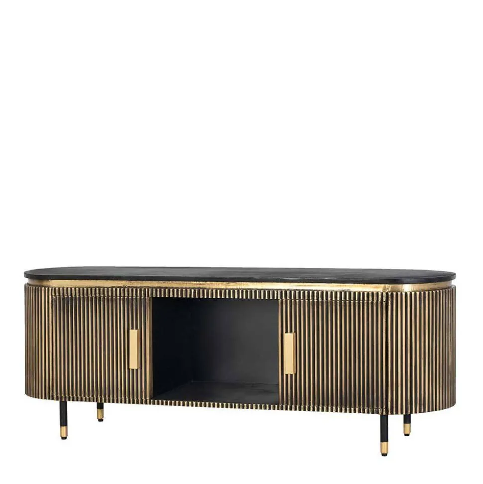 TV Lowboard in Schwarz mit Bronze - Hayato