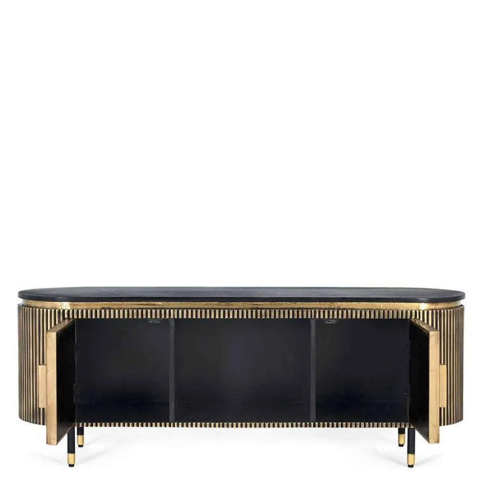 TV Lowboard in Schwarz mit Bronze - Hayato