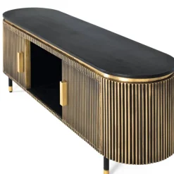 TV Lowboard in Schwarz mit Bronze - Hayato