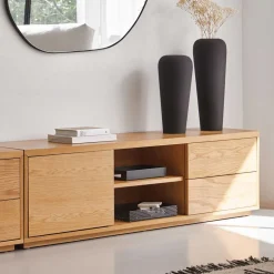 TV Lowboard mit zwei Schubladen & Tür - Elastian