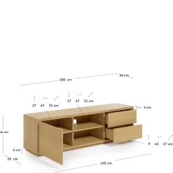 TV Lowboard mit zwei Schubladen & Tür - Elastian