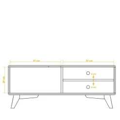 TV Tisch mit Tür & Fächern aus Kernbuche - Junola