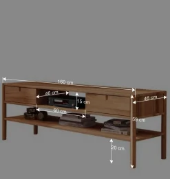 TV Unterschrank aus Wildbuche Massivholz - Indrya