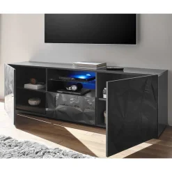 TV Unterschrank in Anthrazit Hochglanz - Kuriasna