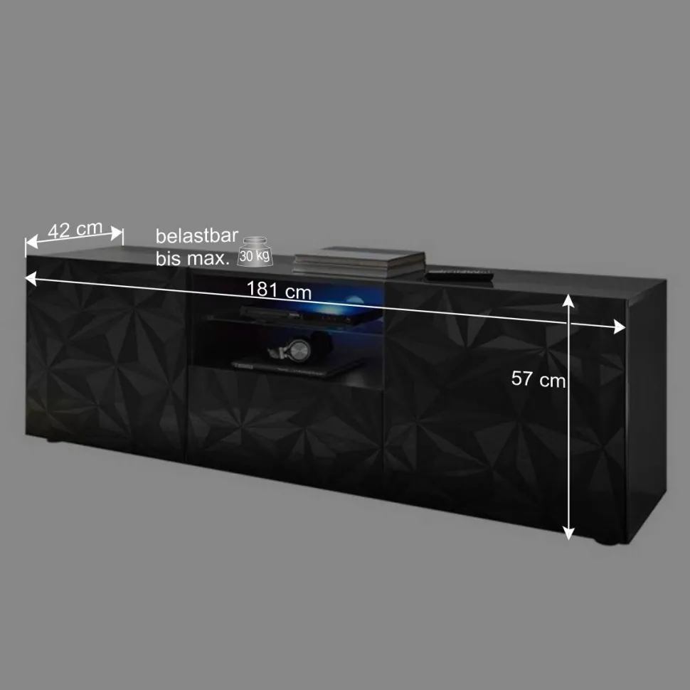 TV Unterschrank in Anthrazit Hochglanz - Kuriasna