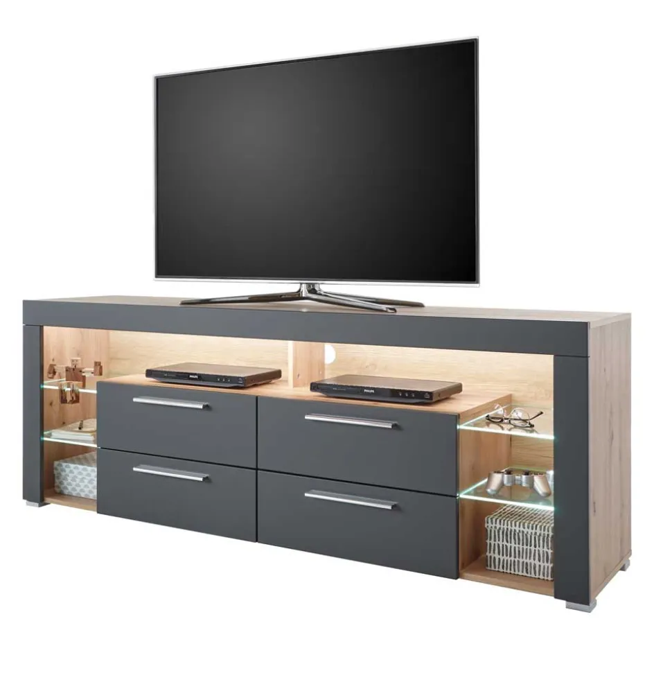 TV Unterschrank in Grau & Asteiche Dekor - Noelle