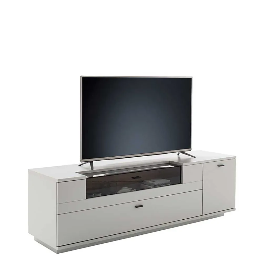 TV Unterschrank in Lichtgrau mit Wildeiche - Apulco