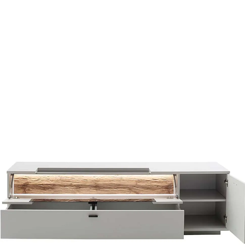 TV Unterschrank in Lichtgrau mit Wildeiche - Apulco