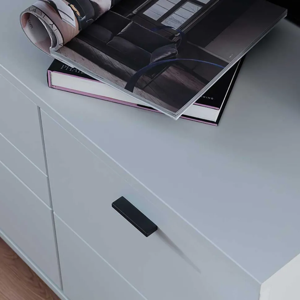 TV Unterschrank in Lichtgrau mit Wildeiche - Apulco