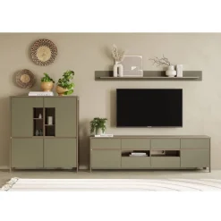 TV Wohnwand in Eukalyptus und Eiche Optik - Promo (dreiteilig)