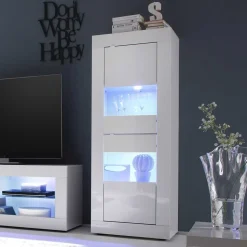 TV Wohnwand in Hochglanz Weiß - Sogno (dreiteilig)