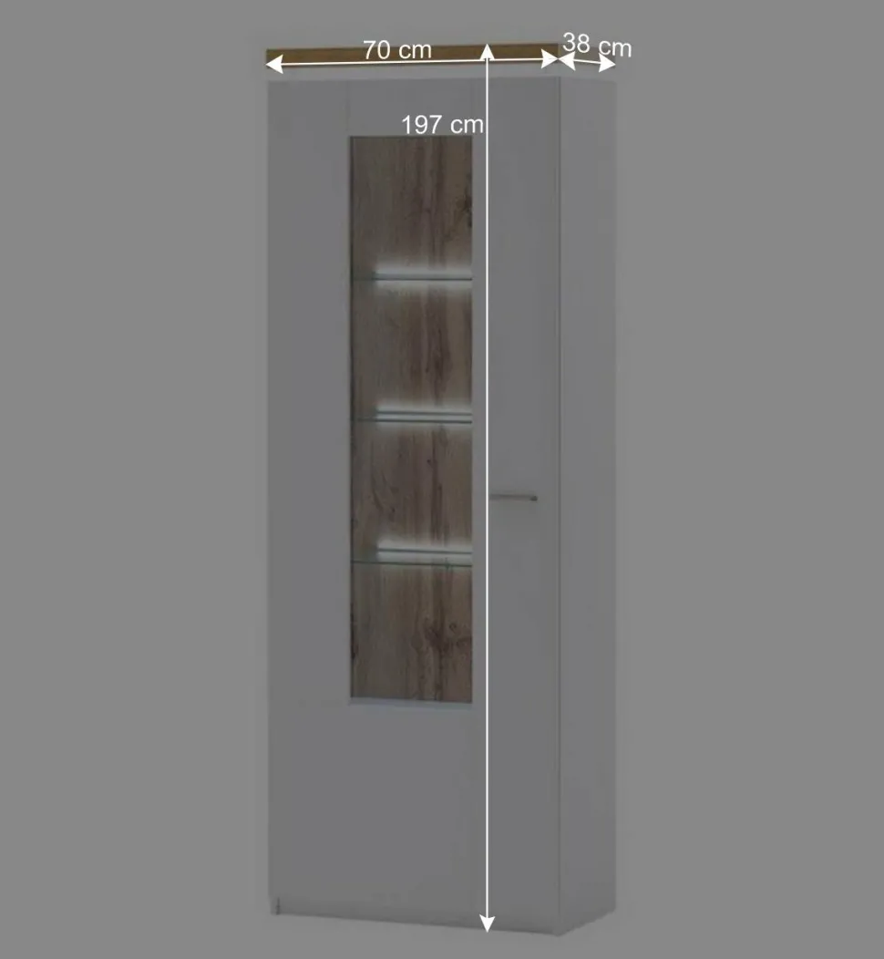 TV Wohnwand in Weiß & Dekor Wildeiche - Caldri (dreiteilig)